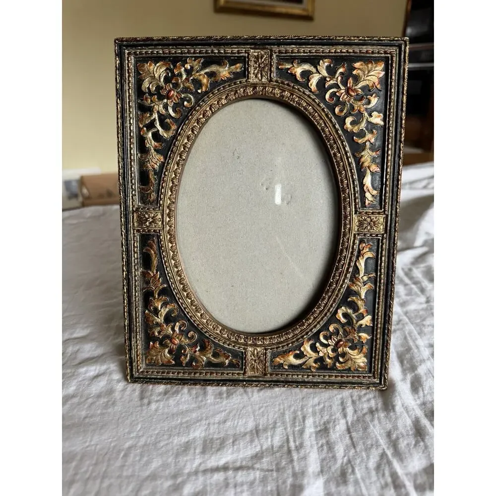 Ornate Black Gold Oval Photo Frame Rococo Scroll Decor 7.5x 9.5 Home Decor - Picture 3 of 6